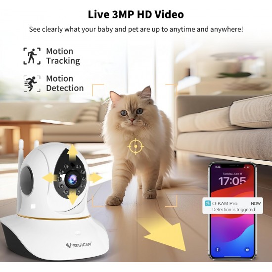 C38S-PD 3MP IR Night Vision, Motion Detection, 2-Way Audio, Cat