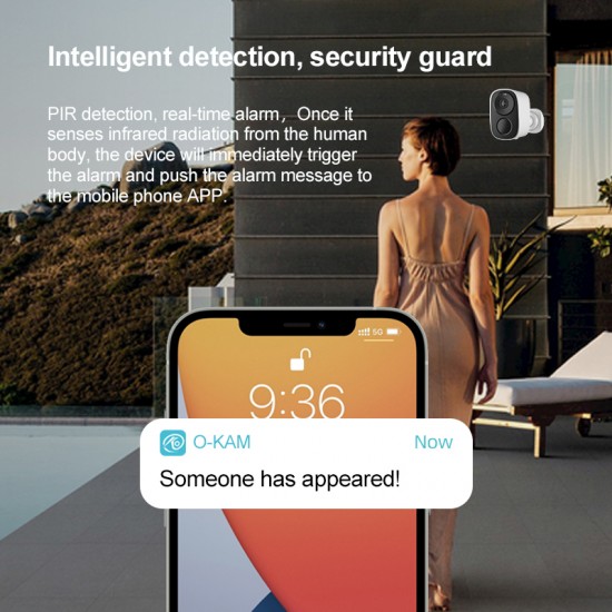 CB54-TZ Security Camera with Solar Panel, 5000mAh Battery, Free Cloud