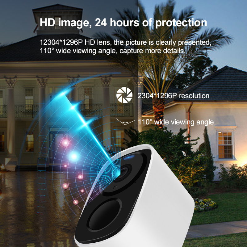 CB54-TZ Security Camera with Solar Panel, 5000mAh Battery, Free Cloud
