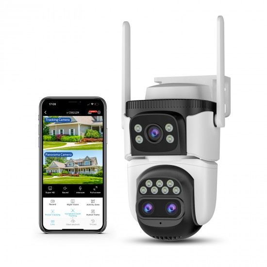 CS621ZR Three Lens Dual Views Waterproof Zoom Security Camera