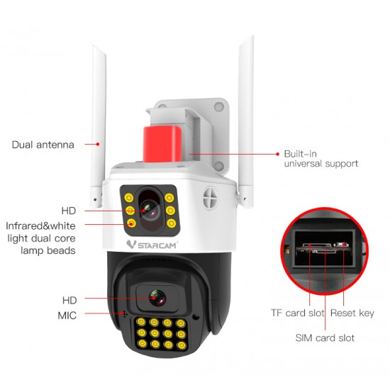 AF663DR  2MP  Dual-Lens PTZ WiFi Camera with Motion