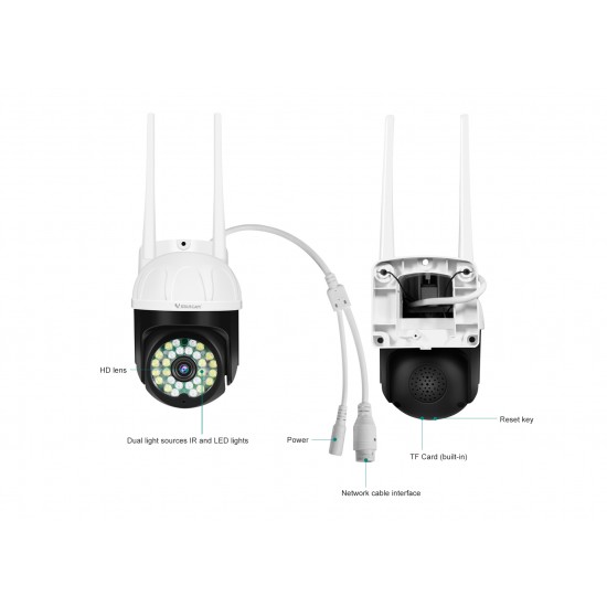 CS662 Smart Outdoor Red&Blue Lights Alarm IP Camera 