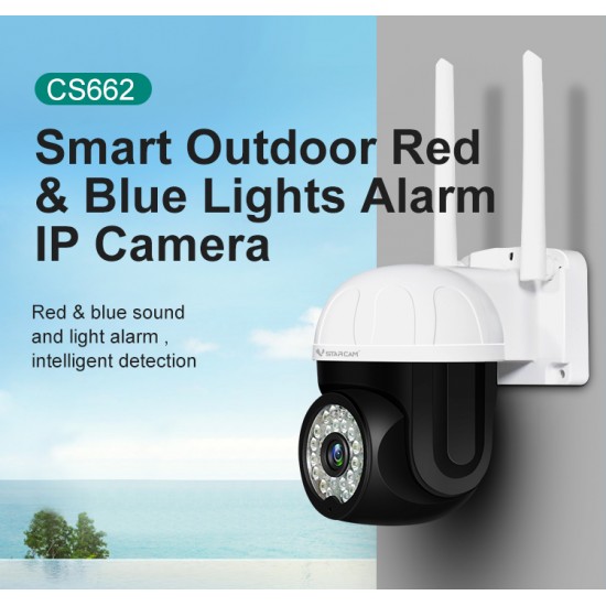 CS662 Smart Outdoor Red&Blue Lights Alarm IP Camera 