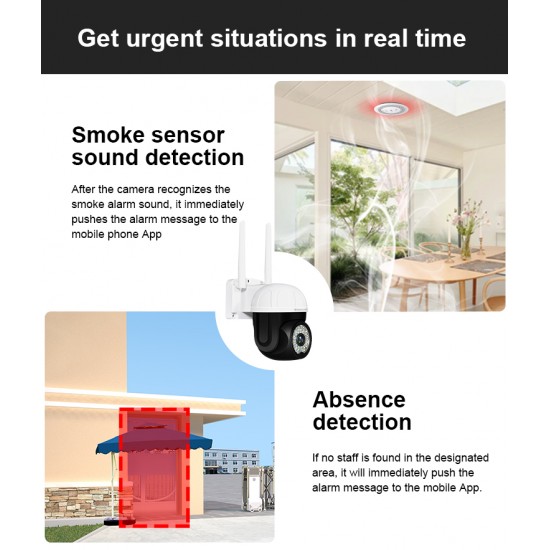 CS662 Smart Outdoor Red&Blue Lights Alarm IP Camera 