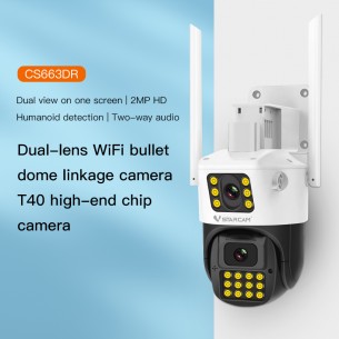 CS663DR 1296P HD Dual-lens&Views on One Screen Security Camera 