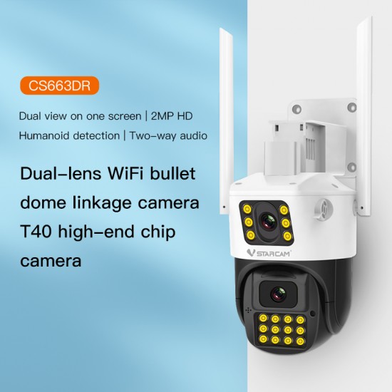 CS663DR 1296P HD Dual-lens&Views on One Screen Security Camera 